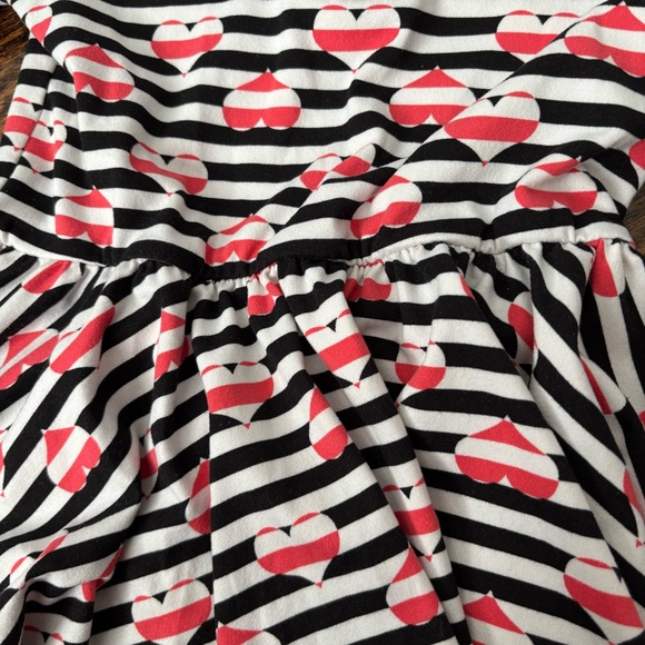 DotDotSmile -  Toddler Girl's Dress - Hearts and Stripes Ballerina Dress in 3/4 - Picture 5 of 6